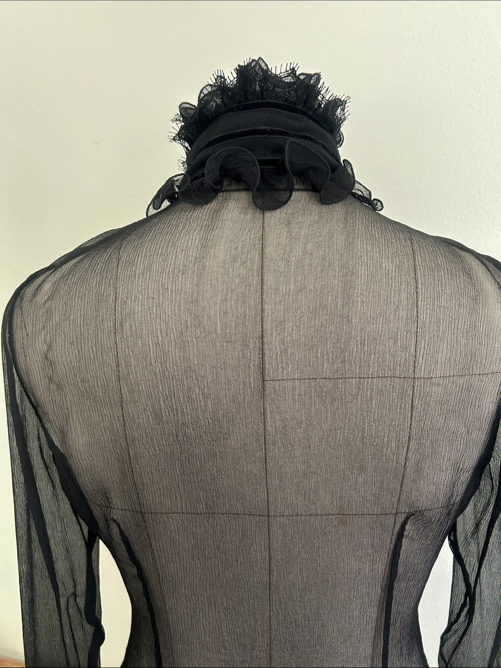 Ralph Lauren Black Label silk ruffle button down blouse black S - Picture 8 of 14